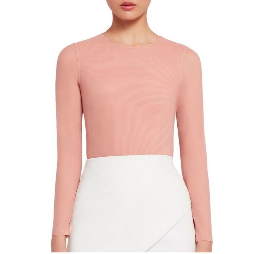 Alice + Olivia Nara Mesh Bodysuit Rose Tan Size XS EUC